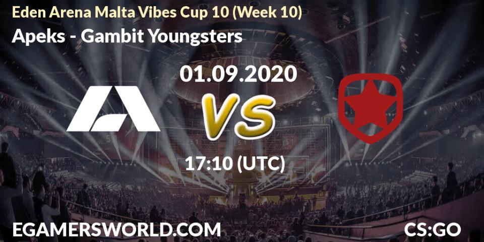 Apeks vs Gambit Youngsters: Betting TIp, Match Prediction. 01.09.20. CS2 (CS:GO), Eden Arena Malta Vibes Cup 10 (Week 10)