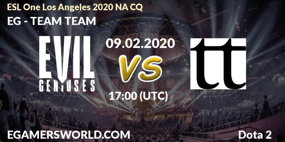 EG vs TEAM TEAM: Betting TIp, Match Prediction. 09.02.20. Dota 2, ESL One Los Angeles 2020 NA CQ