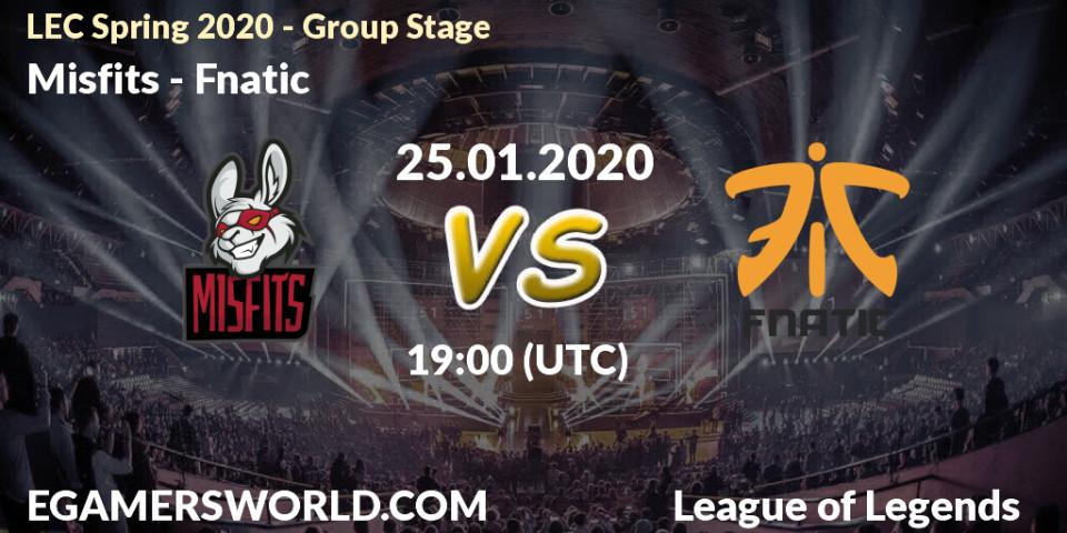 Misfits vs Fnatic: Betting TIp, Match Prediction. 25.01.20. LoL, LEC Spring 2020 - Group Stage