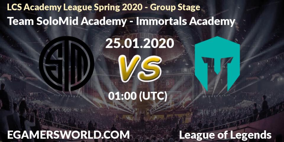 Team SoloMid Academy vs Immortals Academy: Betting TIp, Match Prediction. 25.01.20. LoL, LCS Academy League Spring 2020 - Group Stage