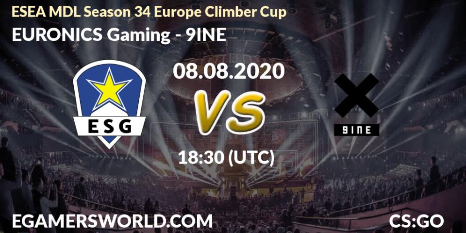 EURONICS Gaming vs 9INE: Betting TIp, Match Prediction. 08.08.20. CS2 (CS:GO), ESEA MDL Season 34 Europe Climber Cup