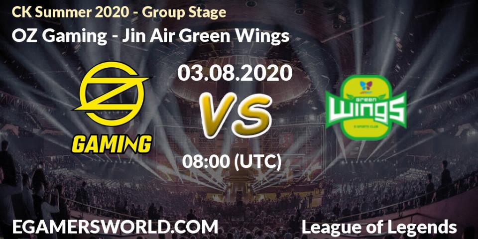 OZ Gaming vs Jin Air Green Wings: Betting TIp, Match Prediction. 03.08.20. LoL, CK Summer 2020 - Group Stage