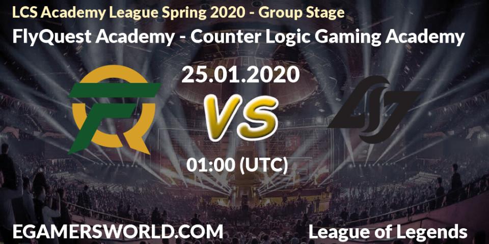 FlyQuest Academy vs Counter Logic Gaming Academy: Betting TIp, Match Prediction. 25.01.20. LoL, LCS Academy League Spring 2020 - Group Stage