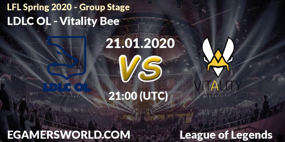 LDLC OL vs Vitality Bee: Betting TIp, Match Prediction. 21.01.20. LoL, LFL Spring 2020 - Group Stage