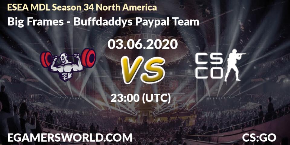 Big Frames vs Buffdaddys Paypal Team: Betting TIp, Match Prediction. 03.06.20. CS2 (CS:GO), ESEA MDL Season 34 North America