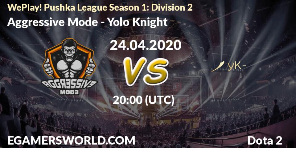 Aggressive Mode vs Yolo Knight: Betting TIp, Match Prediction. 24.04.20. Dota 2, WePlay! Pushka League Season 1: Division 2