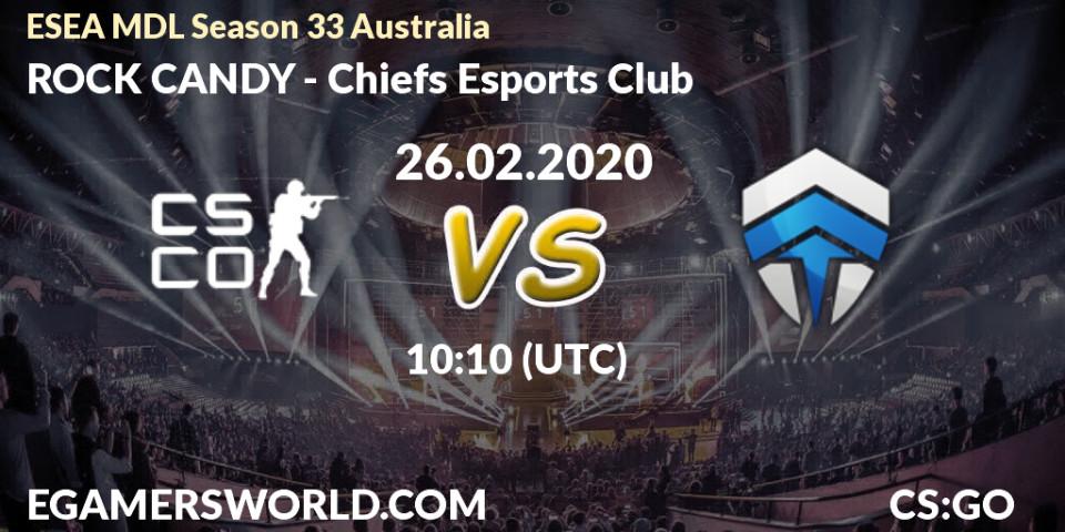ROCK CANDY vs Chiefs Esports Club: Betting TIp, Match Prediction. 26.02.20. CS2 (CS:GO), ESEA MDL Season 33 Australia