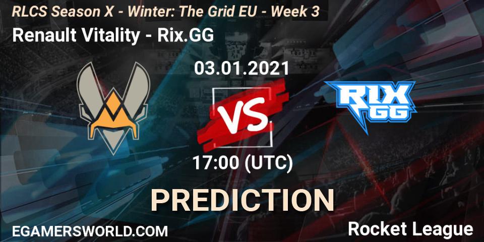 Renault Vitality vs Rix.GG: Betting TIp, Match Prediction. 03.01.21. Rocket League, RLCS Season X - Winter: The Grid EU - Week 3