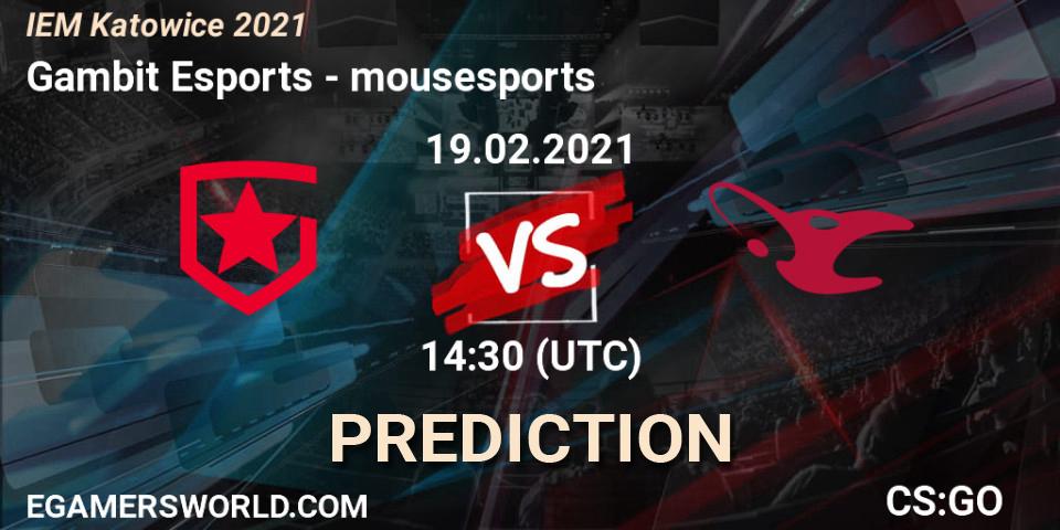 Gambit Esports vs mousesports: Betting TIp, Match Prediction. 19.02.21. CS2 (CS:GO), IEM Katowice 2021