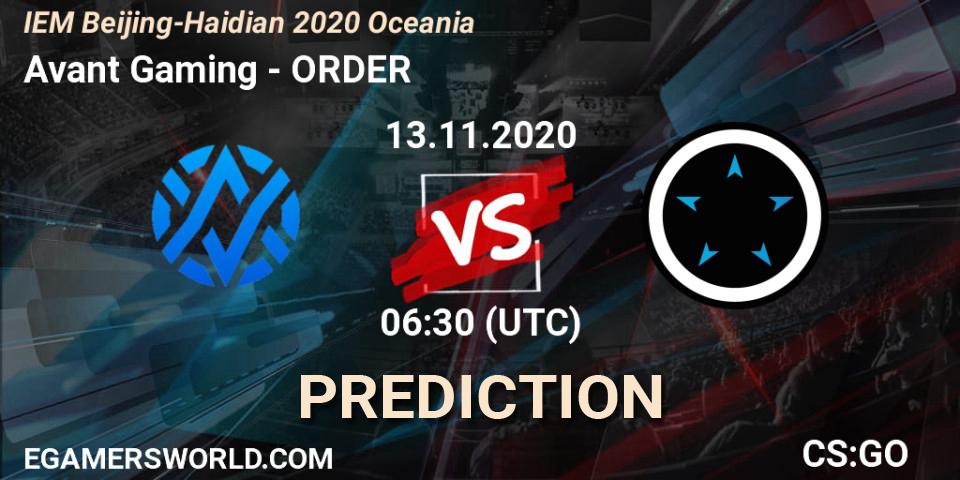Avant Gaming vs ORDER: Betting TIp, Match Prediction. 13.11.20. CS2 (CS:GO), IEM Beijing-Haidian 2020 Oceania