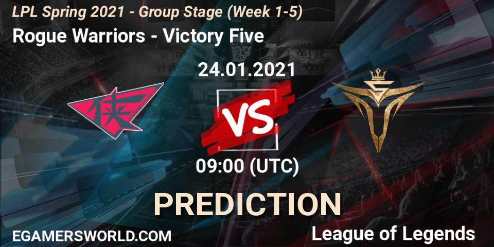 Rogue Warriors vs Victory Five: Betting TIp, Match Prediction. 24.01.21. LoL, LPL Spring 2021 - Group Stage (Week 1-5)