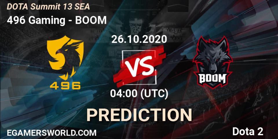 496 Gaming vs BOOM: Betting TIp, Match Prediction. 26.10.20. Dota 2, DOTA Summit 13: SEA