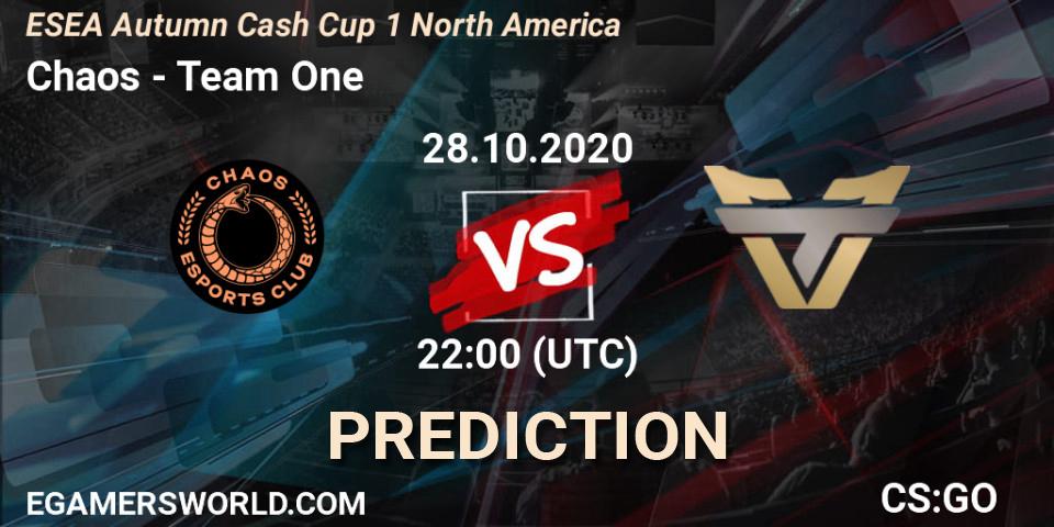 Chaos vs Team One: Betting TIp, Match Prediction. 28.10.20. CS2 (CS:GO), ESEA Autumn Cash Cup 1 North America
