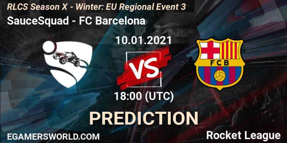 SauceSquad vs FC Barcelona: Betting TIp, Match Prediction. 10.01.21. Rocket League, RLCS Season X - Winter: EU Regional Event 3