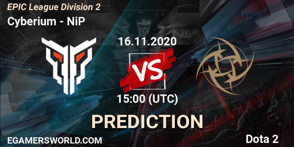 Cyberium vs NiP: Betting TIp, Match Prediction. 16.11.20. Dota 2, EPIC League Division 2