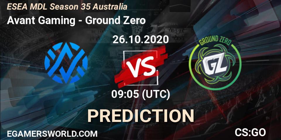 Avant Gaming vs Ground Zero: Betting TIp, Match Prediction. 26.10.20. CS2 (CS:GO), ESEA MDL Season 35 Australia