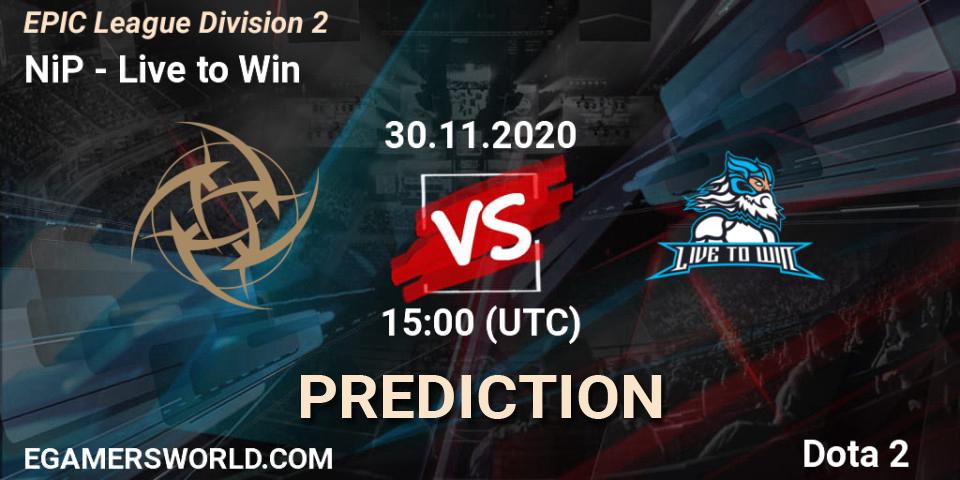 NiP vs Live to Win: Betting TIp, Match Prediction. 30.11.20. Dota 2, EPIC League Division 2