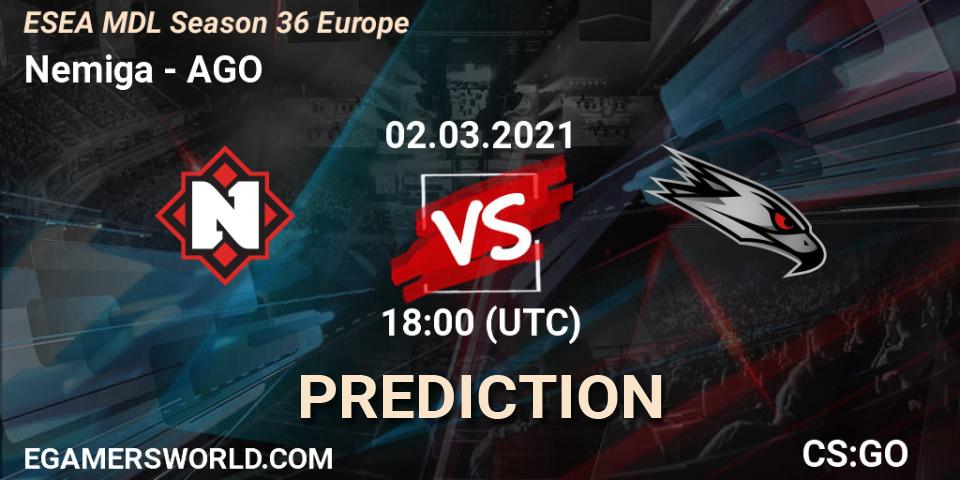 Nemiga vs AGO: Betting TIp, Match Prediction. 02.03.21. CS2 (CS:GO), MDL ESEA Season 36: Europe - Premier division