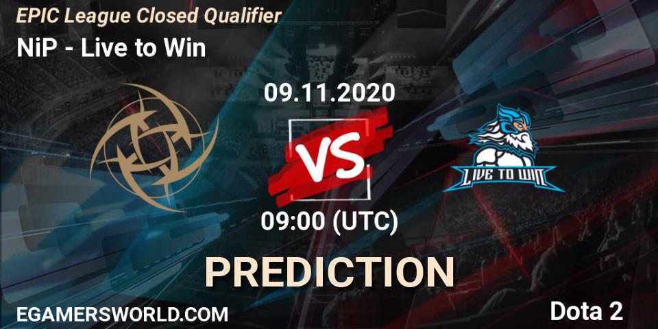 NiP vs Live to Win: Betting TIp, Match Prediction. 09.11.20. Dota 2, EPIC League Closed Qualifier