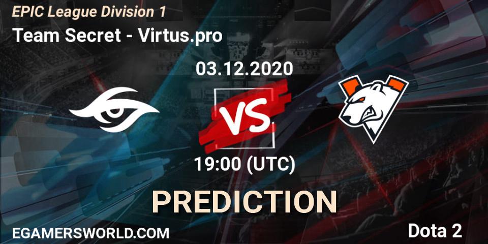 Team Secret vs Virtus.pro: Betting TIp, Match Prediction. 03.12.20. Dota 2, EPIC League Division 1