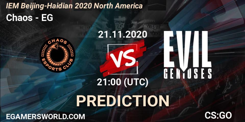 Chaos vs EG: Betting TIp, Match Prediction. 21.11.20. CS2 (CS:GO), IEM Beijing-Haidian 2020 North America