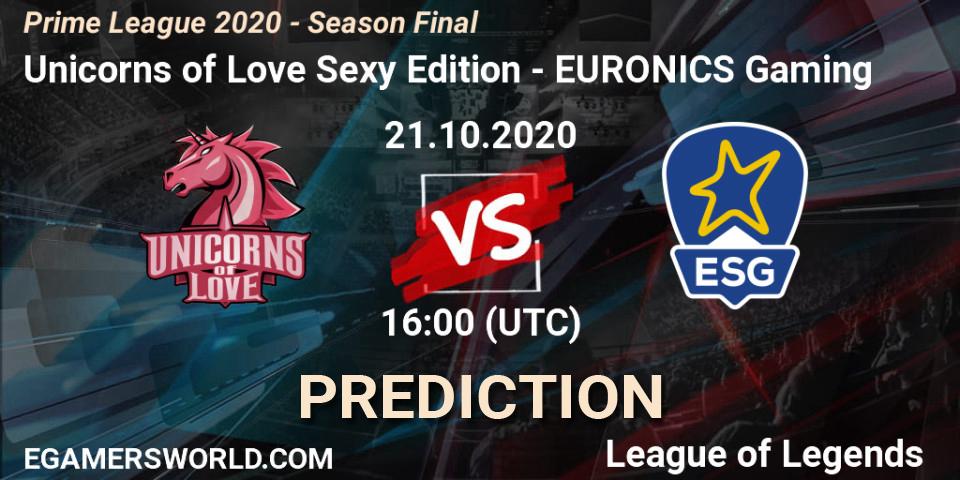 Unicorns of Love Sexy Edition vs EURONICS Gaming: Betting TIp, Match Prediction. 21.10.20. LoL, Prime League 2020 - Season Final