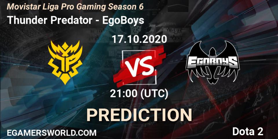 Thunder Predator vs EgoBoys: Betting TIp, Match Prediction. 17.10.20. Dota 2, Movistar Liga Pro Gaming Season 6