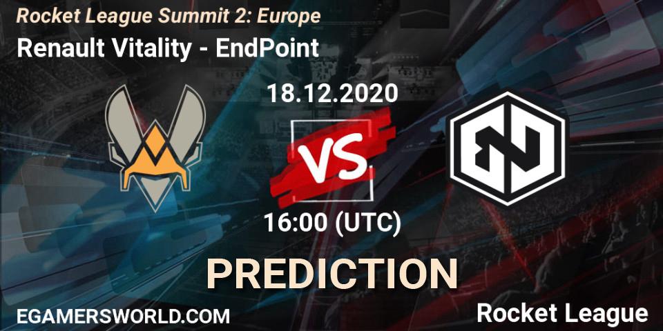 Renault Vitality vs EndPoint: Betting TIp, Match Prediction. 18.12.20. Rocket League, Rocket League Summit 2: Europe