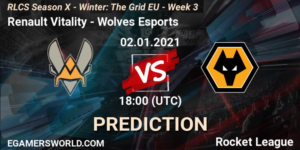 Renault Vitality vs Wolves Esports: Betting TIp, Match Prediction. 02.01.21. Rocket League, RLCS Season X - Winter: The Grid EU - Week 3