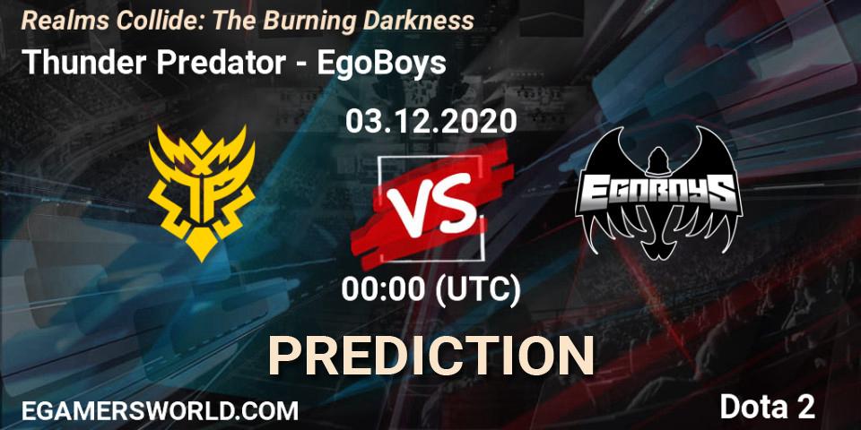 Thunder Predator vs EgoBoys: Betting TIp, Match Prediction. 02.12.20. Dota 2, Realms Collide: The Burning Darkness