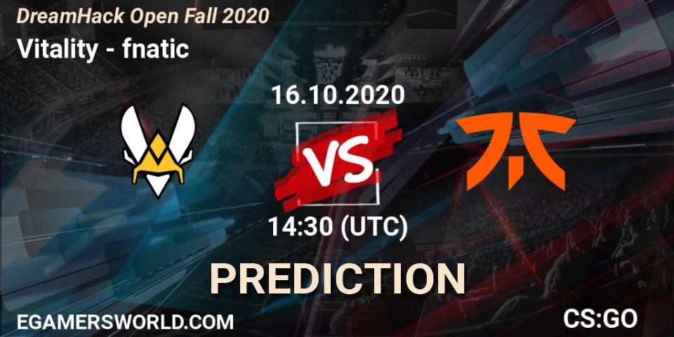 Vitality vs fnatic: Betting TIp, Match Prediction. 16.10.20. CS2 (CS:GO), DreamHack Open Fall 2020