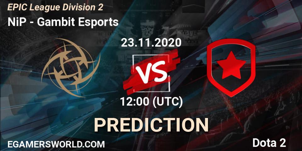 NiP vs Gambit Esports: Betting TIp, Match Prediction. 23.11.20. Dota 2, EPIC League Division 2