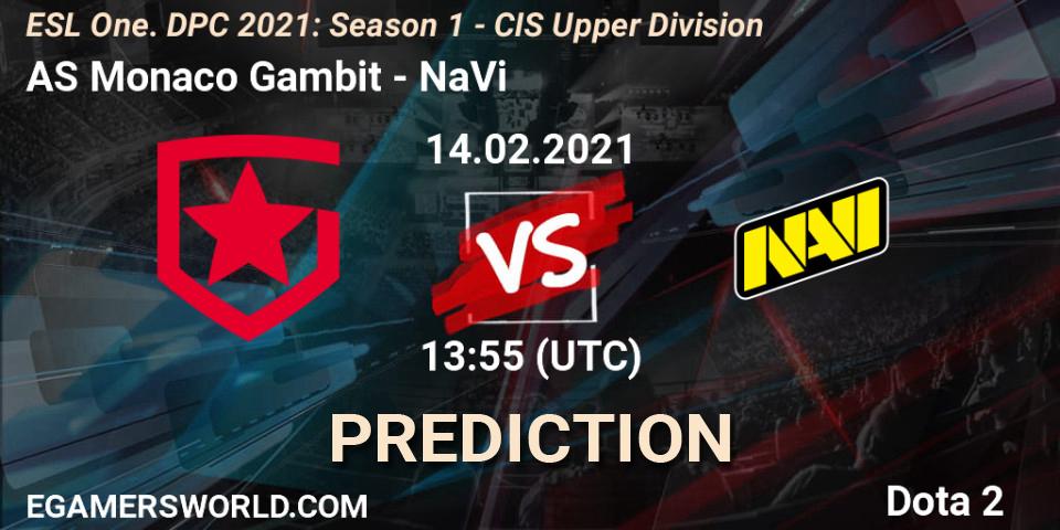 AS Monaco Gambit vs NaVi: Betting TIp, Match Prediction. 14.02.21. Dota 2, ESL One. DPC 2021: Season 1 - CIS Upper Division