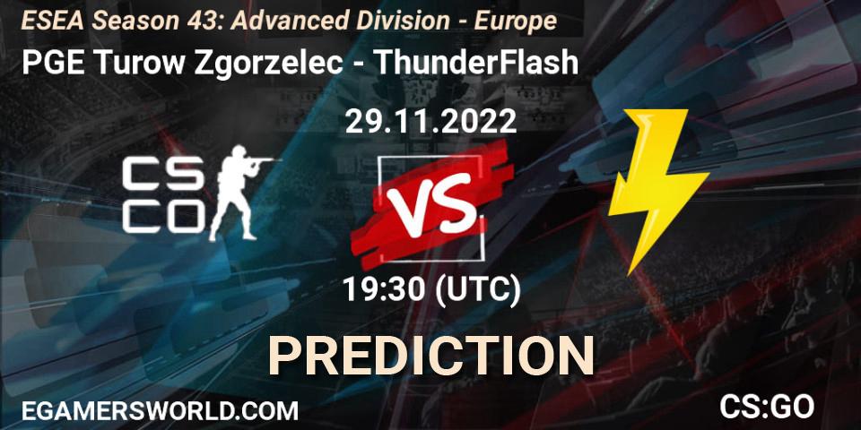 PGE Turow Zgorzelec vs ThunderFlash: Betting TIp, Match Prediction. 29.11.22. CS2 (CS:GO), ESEA Season 43: Advanced Division - Europe