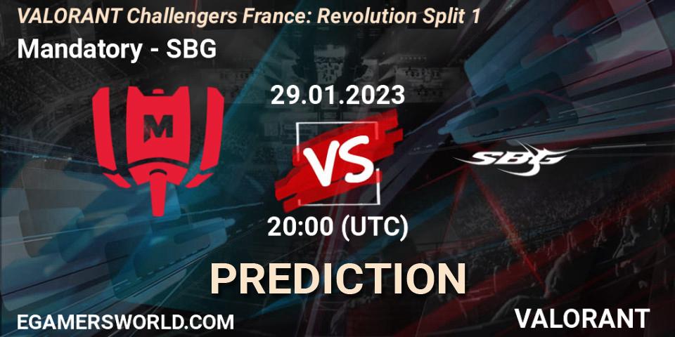 Mandatory vs SBG: Betting TIp, Match Prediction. 29.01.23. VALORANT, VALORANT Challengers 2023 France: Revolution Split 1
