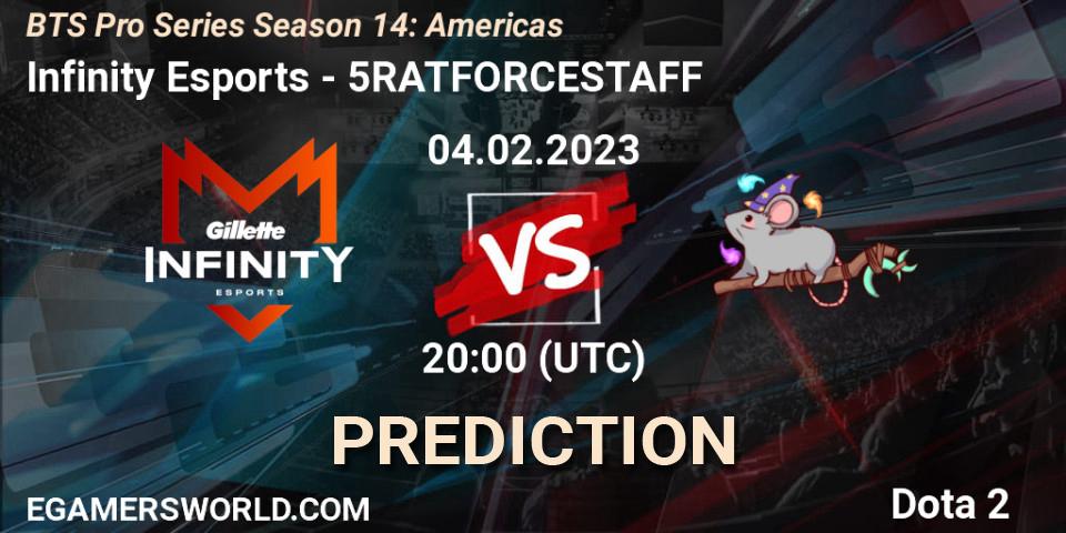 Infinity Esports vs 5RATFORCESTAFF: Betting TIp, Match Prediction. 04.02.23. Dota 2, BTS Pro Series Season 14: Americas
