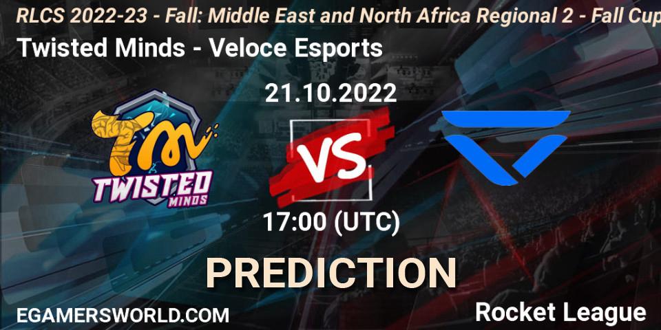 Twisted Minds vs Veloce Esports: Betting TIp, Match Prediction. 21.10.22. Rocket League, RLCS 2022-23 - Fall: Middle East and North Africa Regional 2 - Fall Cup