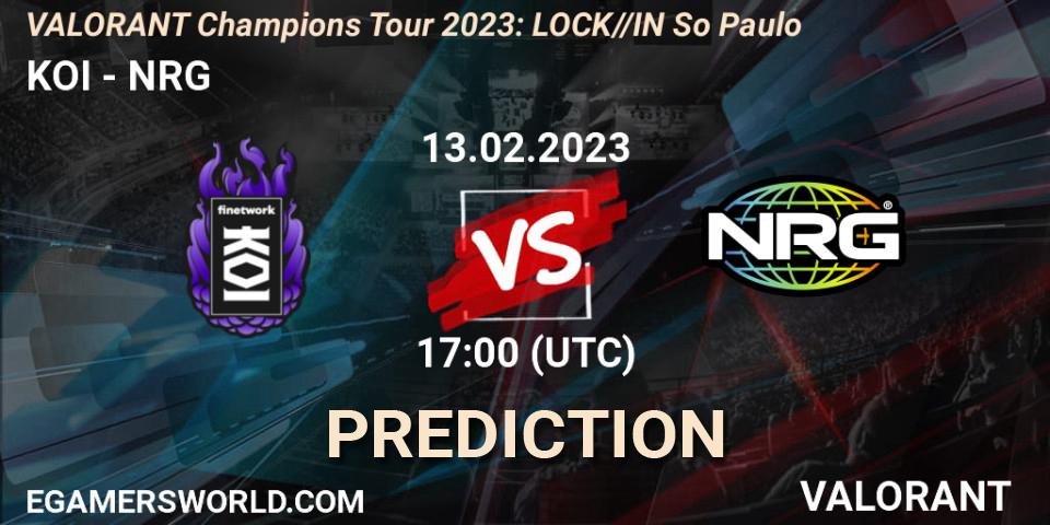 KOI vs NRG: Betting TIp, Match Prediction. 13.02.23. VALORANT, VALORANT Champions Tour 2023: LOCK//IN São Paulo