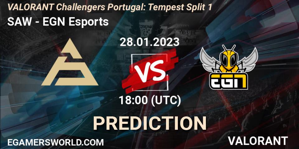 SAW vs EGN Esports: Betting TIp, Match Prediction. 28.01.23. VALORANT, VALORANT Challengers 2023 Portugal: Tempest Split 1