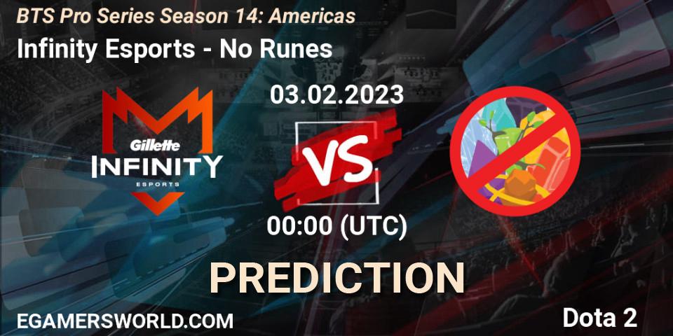 Infinity Esports vs No Runes: Betting TIp, Match Prediction. 03.02.23. Dota 2, BTS Pro Series Season 14: Americas