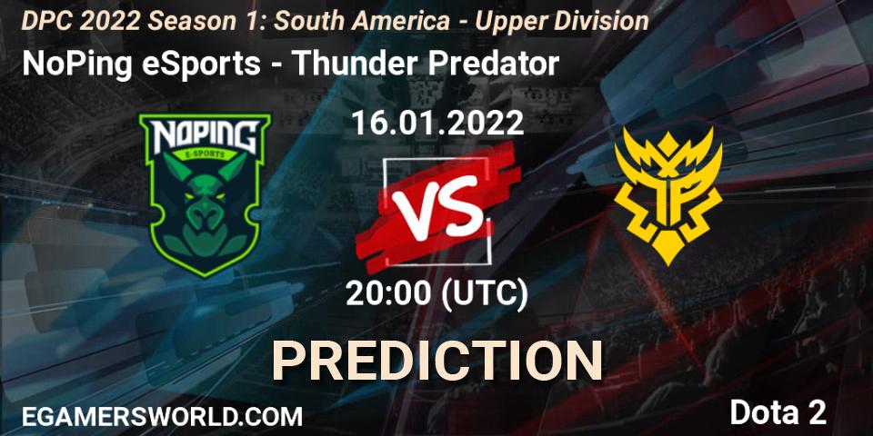 NoPing eSports vs Thunder Predator: Betting TIp, Match Prediction. 16.01.22. Dota 2, DPC 2022 Season 1: South America - Upper Division