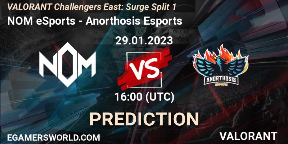 NOM eSports vs Anorthosis Esports: Betting TIp, Match Prediction. 29.01.23. VALORANT, VALORANT Challengers 2023 East: Surge Split 1