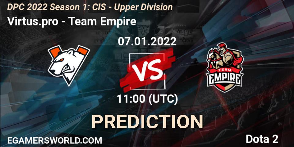 Virtus.pro vs Team Empire: Betting TIp, Match Prediction. 07.01.22. Dota 2, DPC 2022 Season 1: CIS - Upper Division