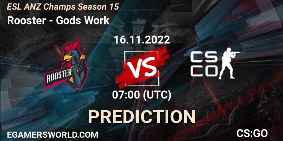 Rooster vs Gods Work: Betting TIp, Match Prediction. 16.11.22. CS2 (CS:GO), ESL ANZ Champs Season 15