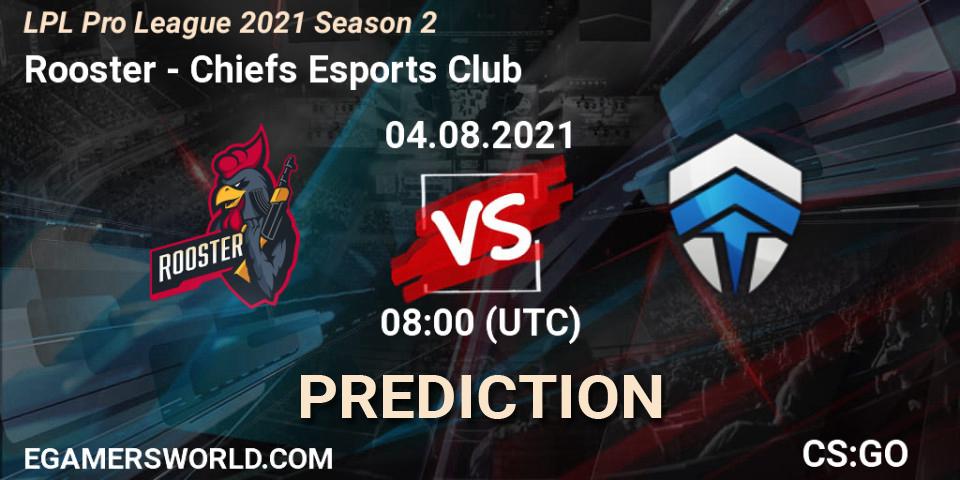 Rooster vs Chiefs Esports Club: Betting TIp, Match Prediction. 04.08.21. CS2 (CS:GO), LPL Pro League 2021 Season 2