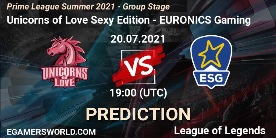 Unicorns of Love Sexy Edition vs EURONICS Gaming: Betting TIp, Match Prediction. 20.07.21. LoL, Prime League Summer 2021 - Group Stage