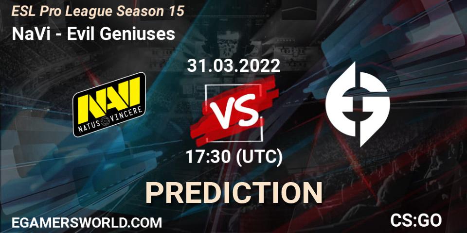 NaVi vs Evil Geniuses: Betting TIp, Match Prediction. 31.03.22. CS2 (CS:GO), ESL Pro League Season 15