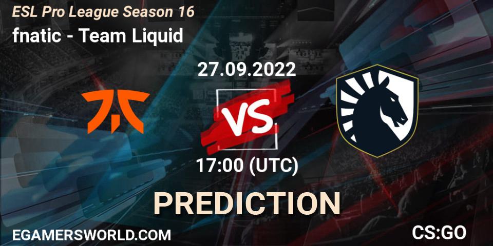 fnatic vs Team Liquid: Betting TIp, Match Prediction. 27.09.22. CS2 (CS:GO), ESL Pro League Season 16