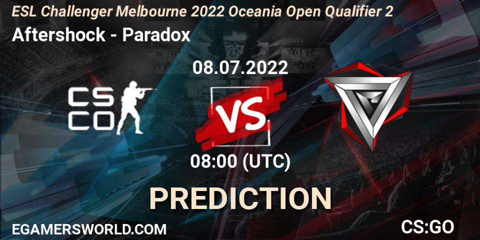 Aftershock vs Paradox: Betting TIp, Match Prediction. 08.07.22. CS2 (CS:GO), ESL Challenger Melbourne 2022 Oceania Open Qualifier 2