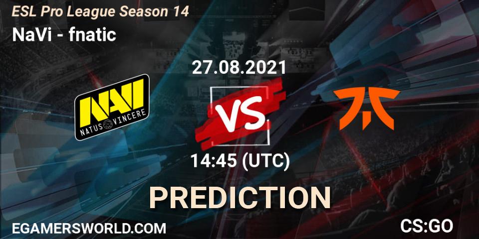 NaVi vs fnatic: Betting TIp, Match Prediction. 27.08.21. CS2 (CS:GO), ESL Pro League Season 14
